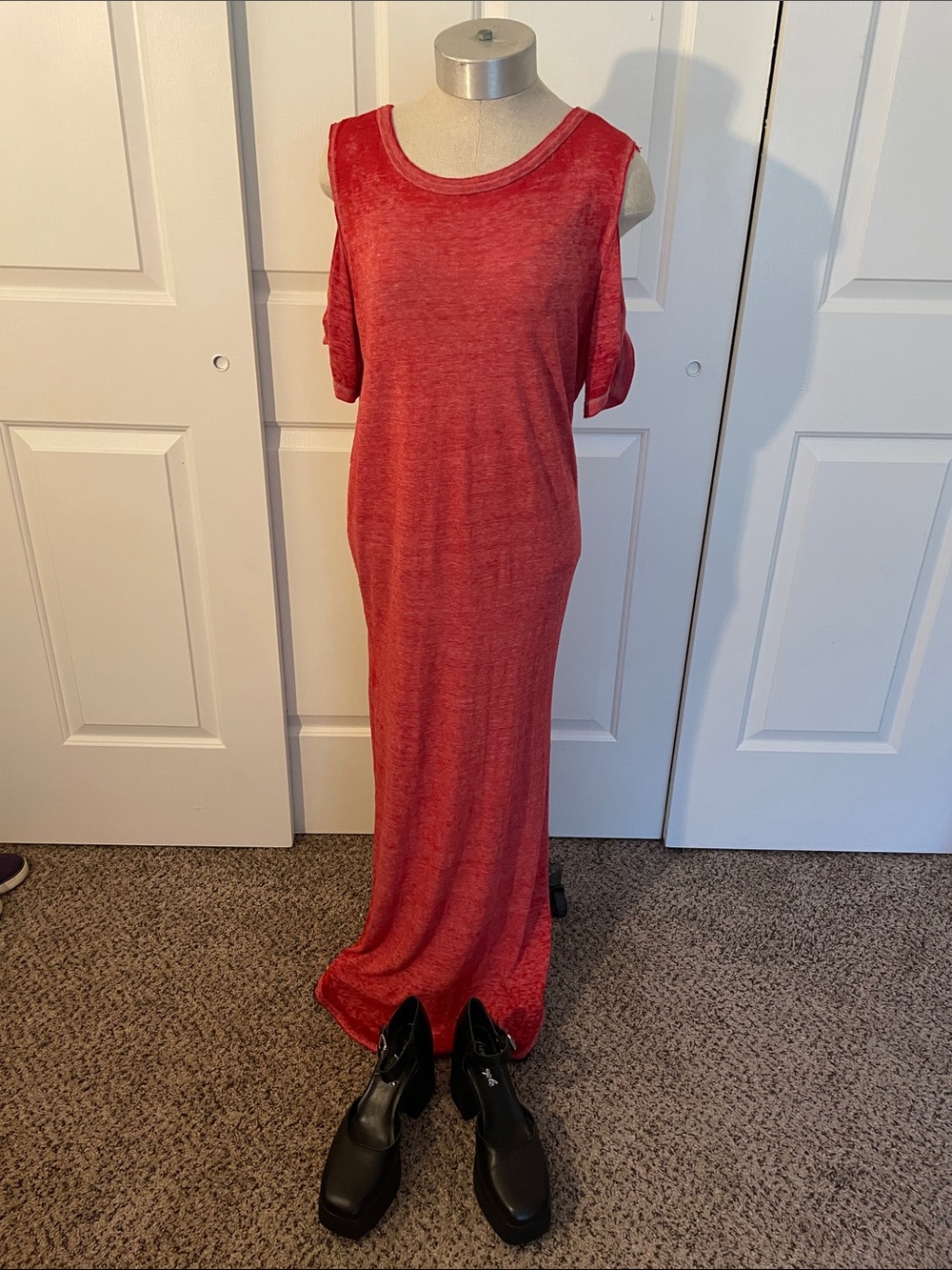WE THE FREE Coral Cold-Shoulder Maxi Dress